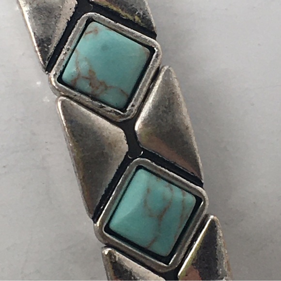 Fossil, Silver And Turquoise Stretch Bracelet, Nice Quality - Picture 3 of 5